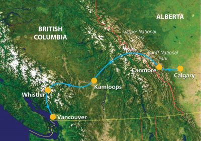 Map showing the Tour regions